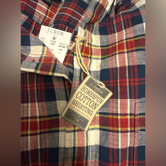 J. Crew Red and Blue Casual Button Down Shirt - Picture 7 of 8